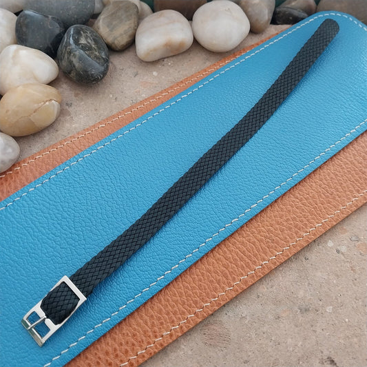 Vintage 11mm Black Braided Perlon Classic 1960s Unused Single Pass Watch Strap