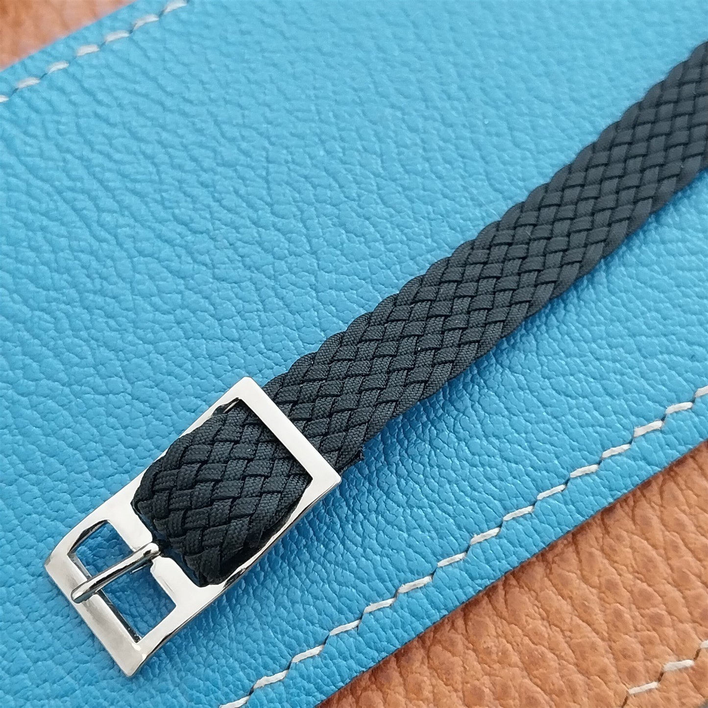 Vintage 11mm Black Braided Perlon Classic 1960s Unused Single Pass Watch Strap