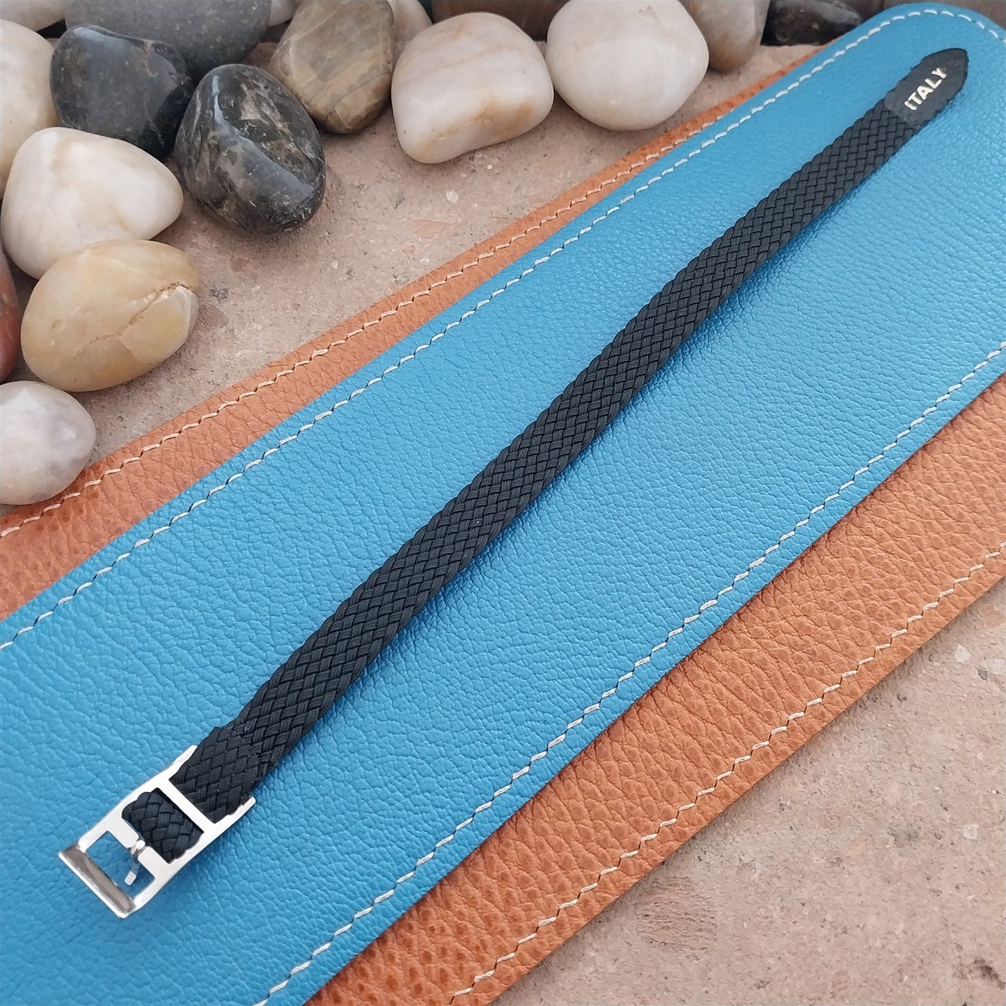 Vintage 11mm Black Braided Perlon Classic 1960s Unused Single Pass Watch Strap