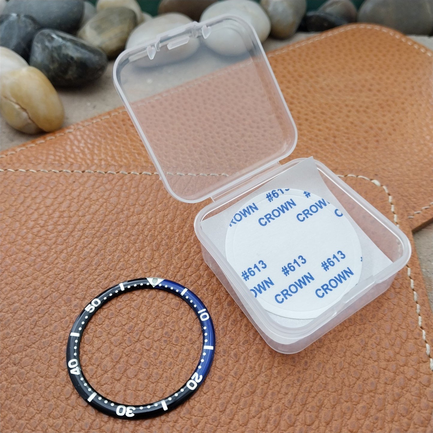 38mm Black & Blue Domed Resin Acrylic Watch Bezel Insert fits Seiko SKX007 SRPD