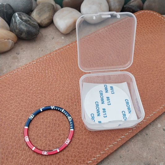 38mm Red & Blue Domed Acrylic Watch Bezel Insert Seiko SKX007 SKX009 SKXA35 SRPD