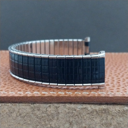 Vintage 19mm 18mm 17mm Stainless & Black Romunda Speidel 1969 Unused Watch Band