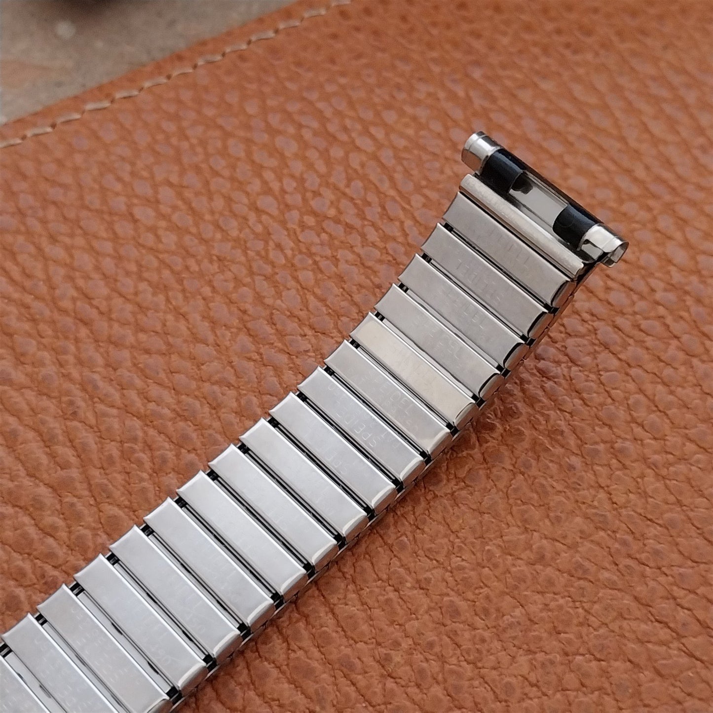 Vintage 19mm 18mm 17mm Stainless & Black Romunda Speidel 1969 Unused Watch Band