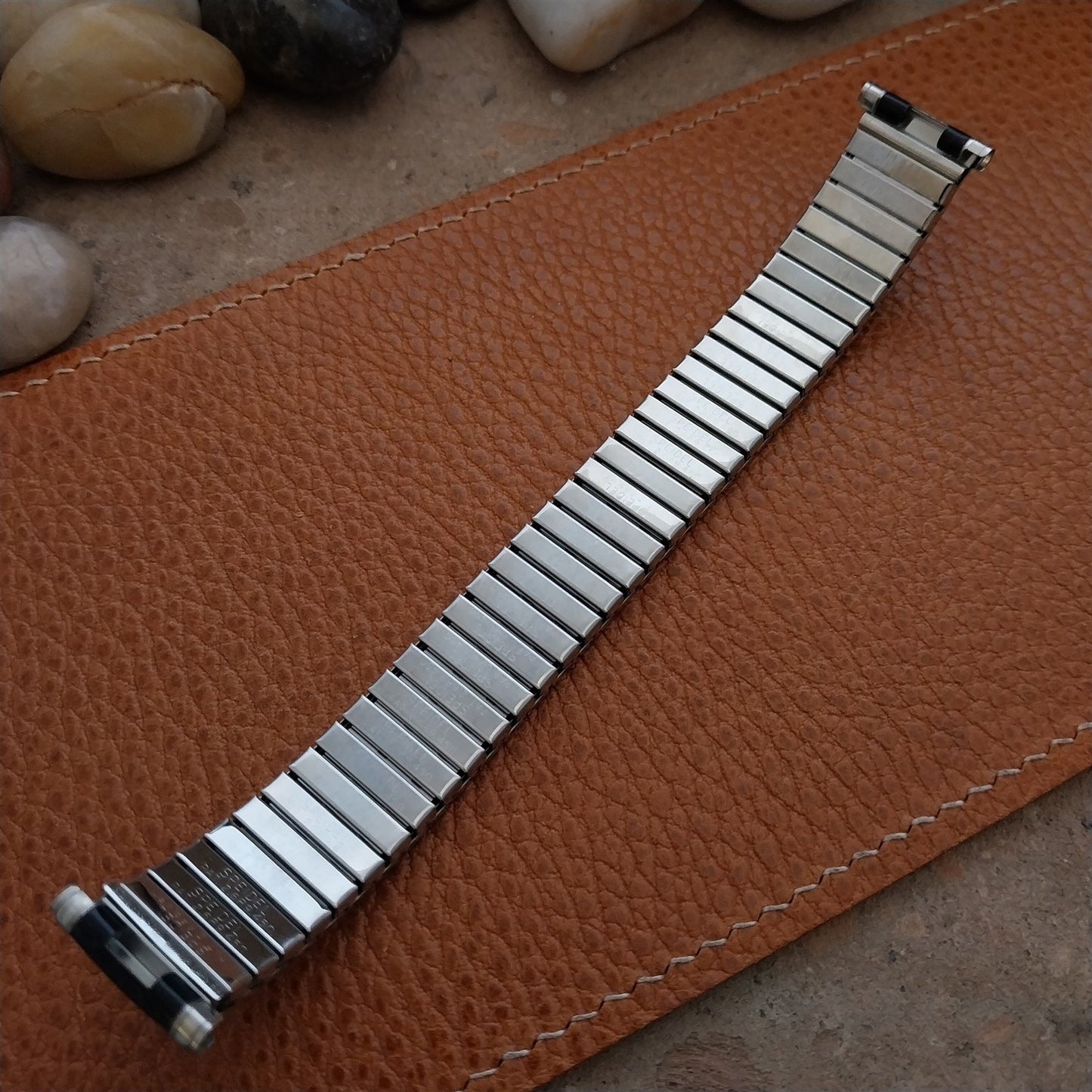 Vintage 19mm 18mm 17mm Stainless & Black Romunda Speidel 1969 Unused Watch Band