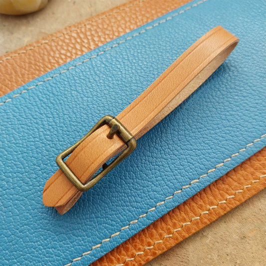 3/8" Tan English Bridle Leather Watch Fob Strap & Antique Brass Finish Buckle