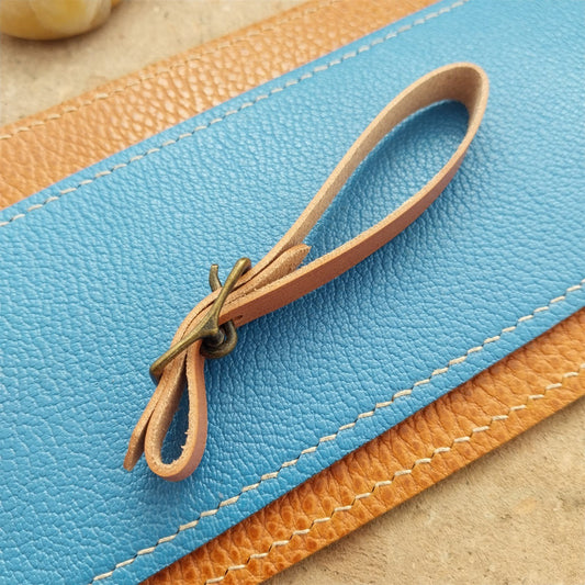 3/8" Tan English Bridle Leather Watch Fob Strap & Antique Brass Finish Buckle