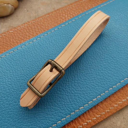 3/8" Natural Veg Tanned Leather Watch Fob Strap & Antique Brass Finish Buckle