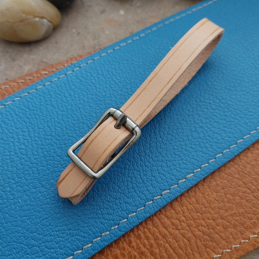 3/8" Natural Veg Tanned Leather Watch Fob Strap & Antique Nickel Finish Buckle