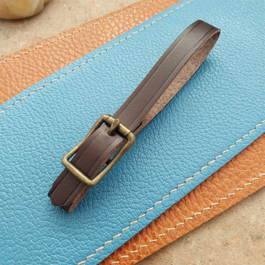 3/8" Brown English Bridle Leather Watch Fob Strap & Antique Brass Finish Buckle