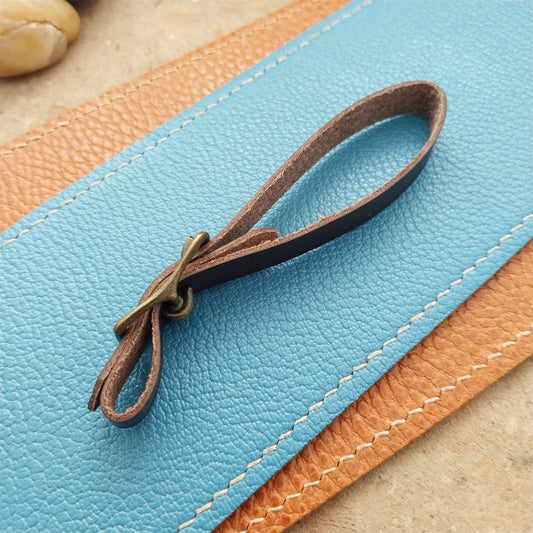 3/8" Brown English Bridle Leather Watch Fob Strap & Antique Brass Finish Buckle