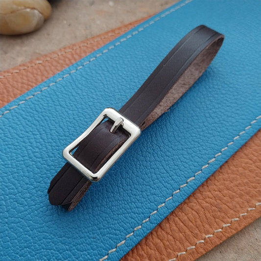 3/8" Brown English Bridle Leather Watch Fob Strap &Polished Nickel Finish Buckle