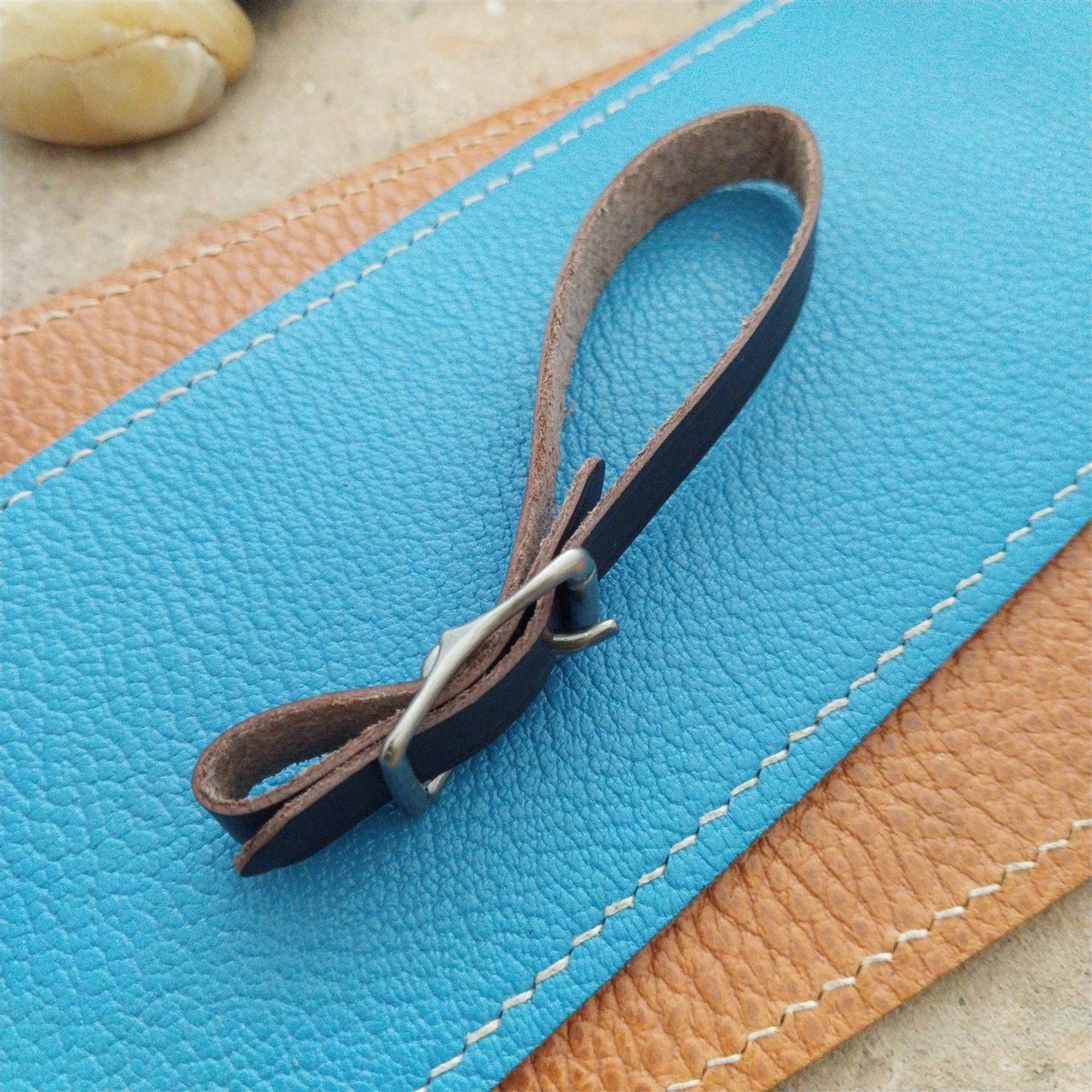 3/8" Brown English Bridle Leather Watch Fob Strap & Antique Nickel Finish Buckle