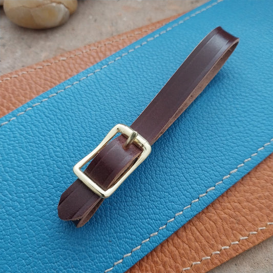 3/8" Shell Cordovan Vintage Pocket Watch Fob Strap Polished Brass Finish Buckle