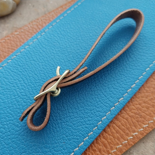 3/8" Shell Cordovan Vintage Pocket Watch Fob Strap Polished Brass Finish Buckle