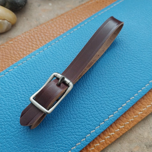 3/8" Brown Shell Cordovan Pocket Watch Fob Strap Antique Nickel Finish Buckle