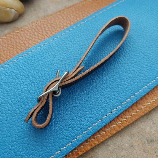 3/8" Brown Shell Cordovan Pocket Watch Fob Strap Antique Nickel Finish Buckle