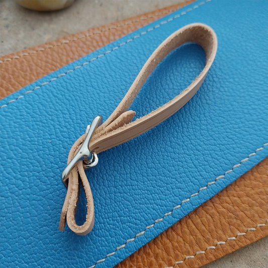 3/8" Natural Leather Watch Fob Strap & Polished Nickel Finish Buckle