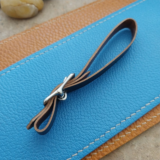 3/8" Shell Cordovan Vintage Pocket Watch Fob Strap Polished Nickel Finish Buckle