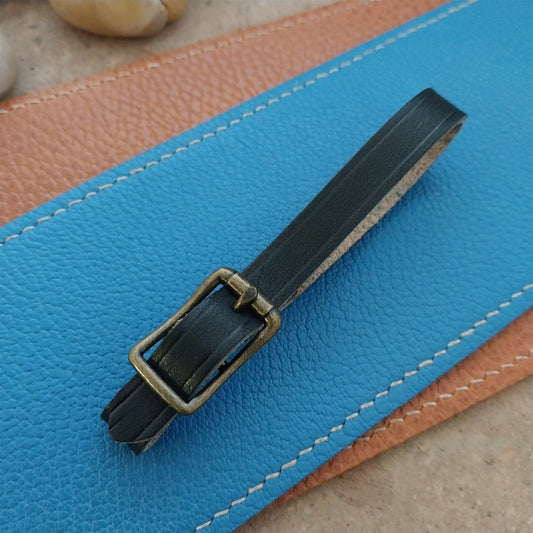 3/8" Black Saddle Leather Watch Fob Strap & Antique Brass Finish Buckle