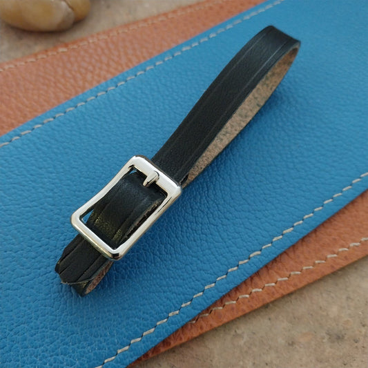 3/8" Black Saddle Leather Watch Fob Strap & Polished Nickel Finish Buckle