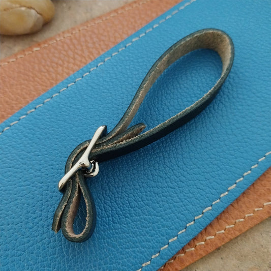 3/8" Black Saddle Leather Watch Fob Strap & Polished Nickel Finish Buckle