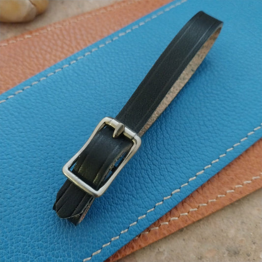 3/8" Black Saddle Leather Watch Fob Strap & Antique Nickel Finish Buckle
