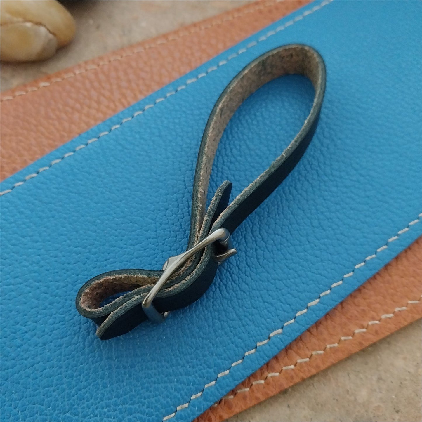 3/8" Black Saddle Leather Watch Fob Strap & Antique Nickel Finish Buckle