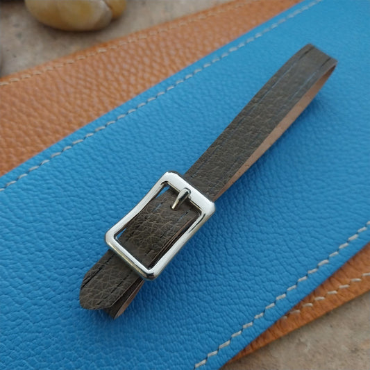 3/8" Gray Pigskin Leather Watch Fob Strap & Polished Nickel Finish Buckle
