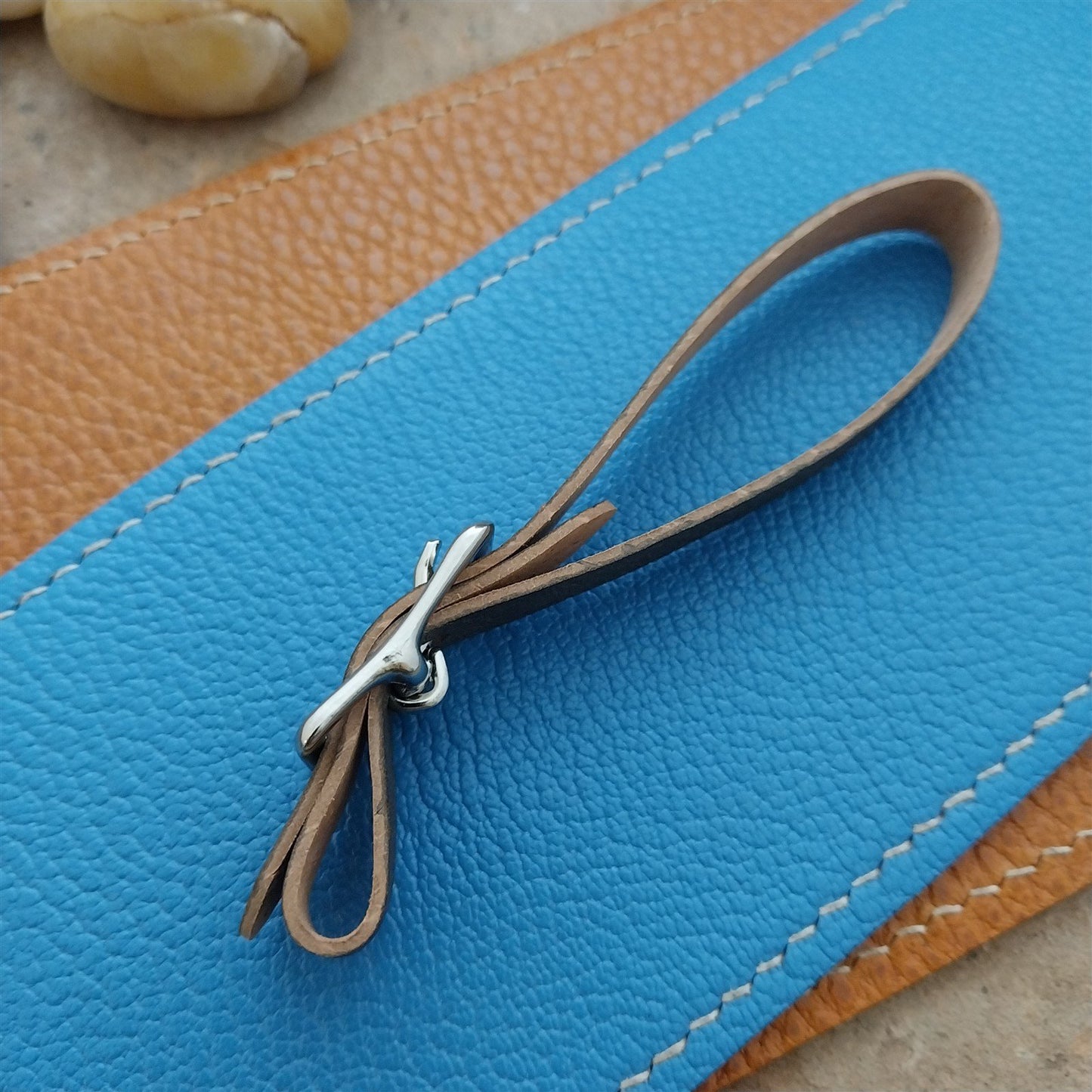 3/8" Gray Pigskin Leather Watch Fob Strap & Polished Nickel Finish Buckle