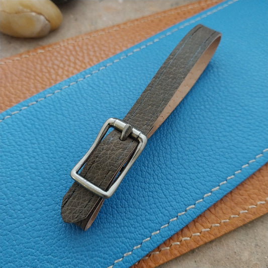 3/8" Gray Pigskin Leather Watch Fob Strap & Antique Nickel Finish Buckle