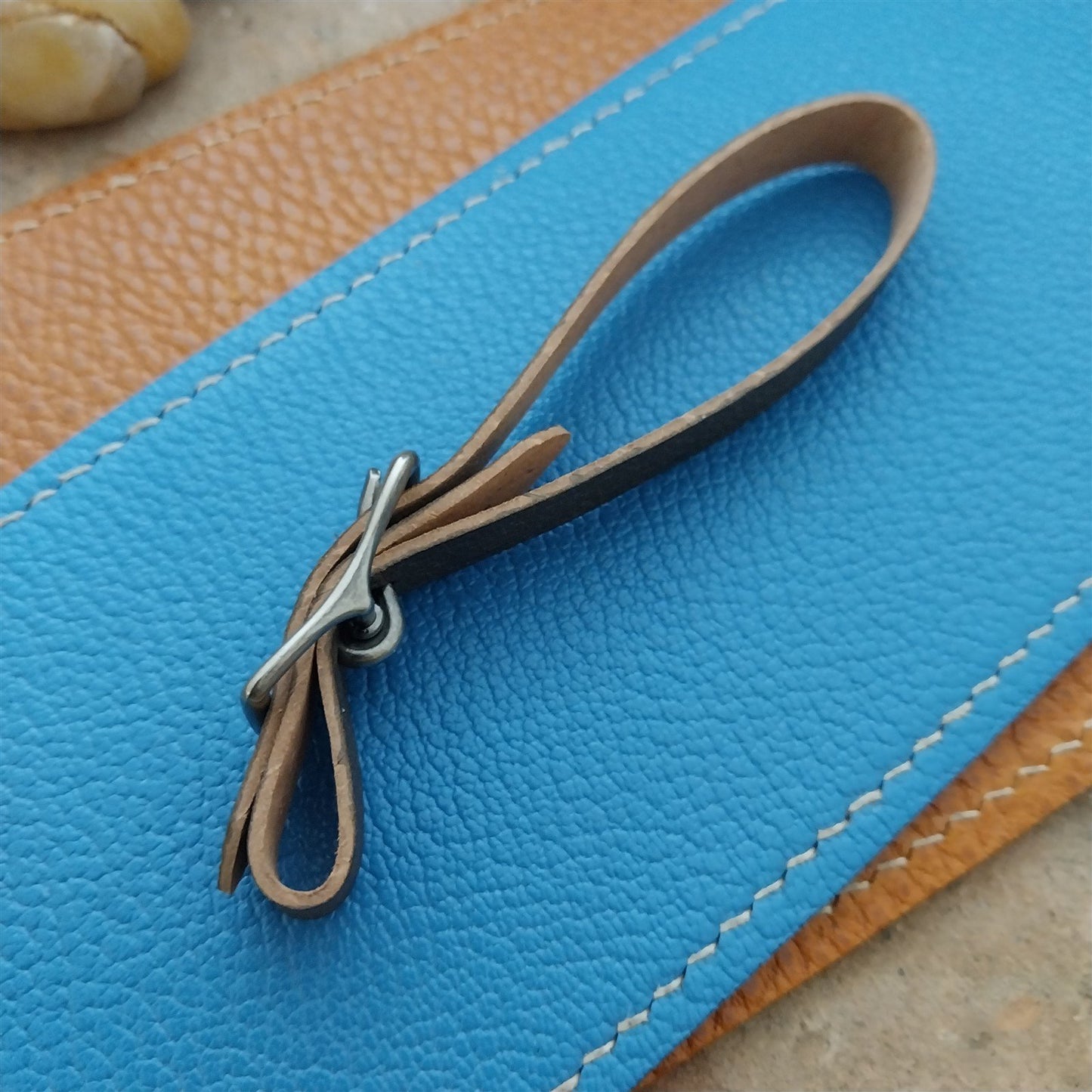 3/8" Gray Pigskin Leather Watch Fob Strap & Antique Nickel Finish Buckle