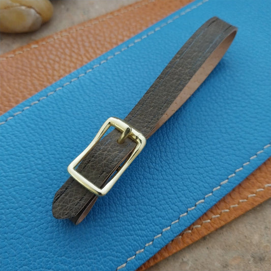 3/8" Gray Pigskin Leather Watch Fob Strap & Polished Brass Finish Buckle