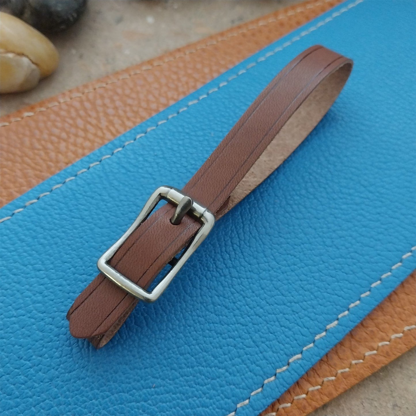 3/8" Brown Saddle Leather Watch Fob Strap & Antique Nickel Finish Buckle