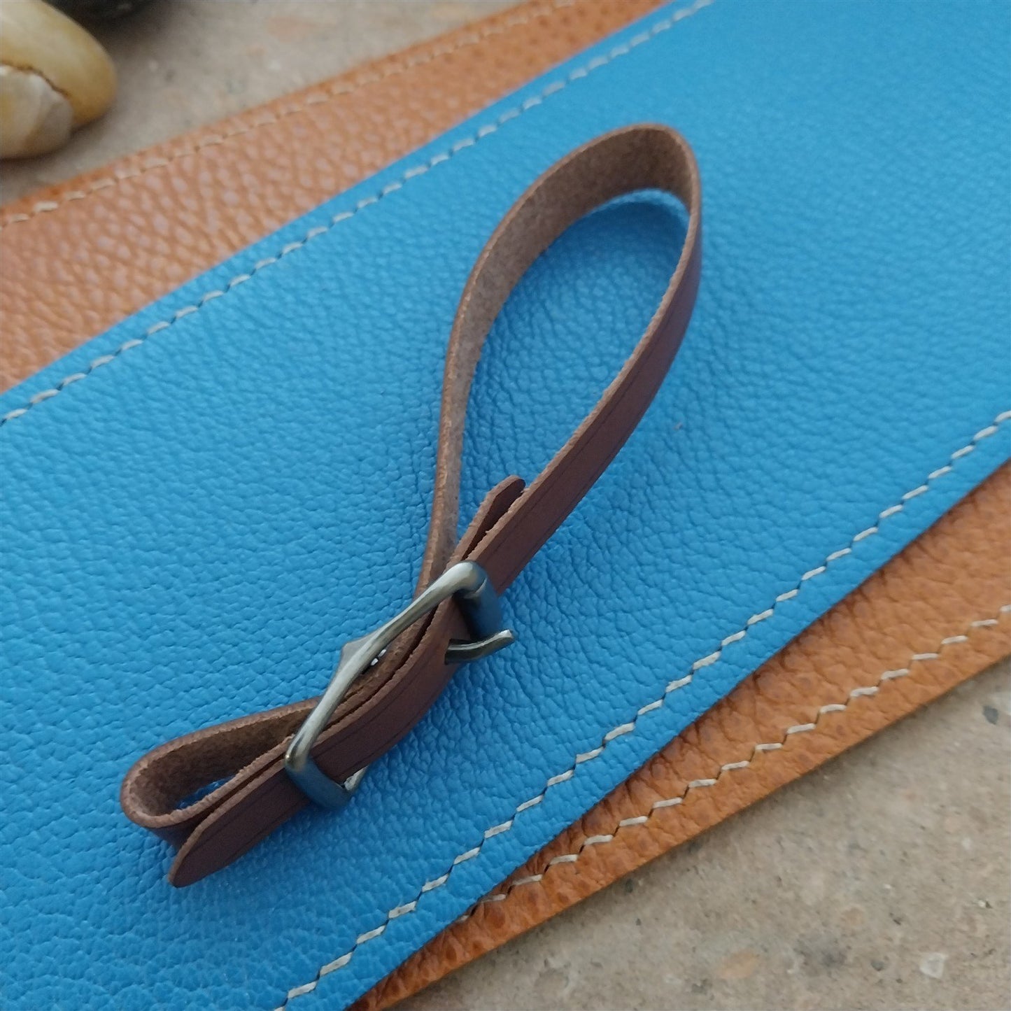 3/8" Brown Saddle Leather Watch Fob Strap & Antique Nickel Finish Buckle