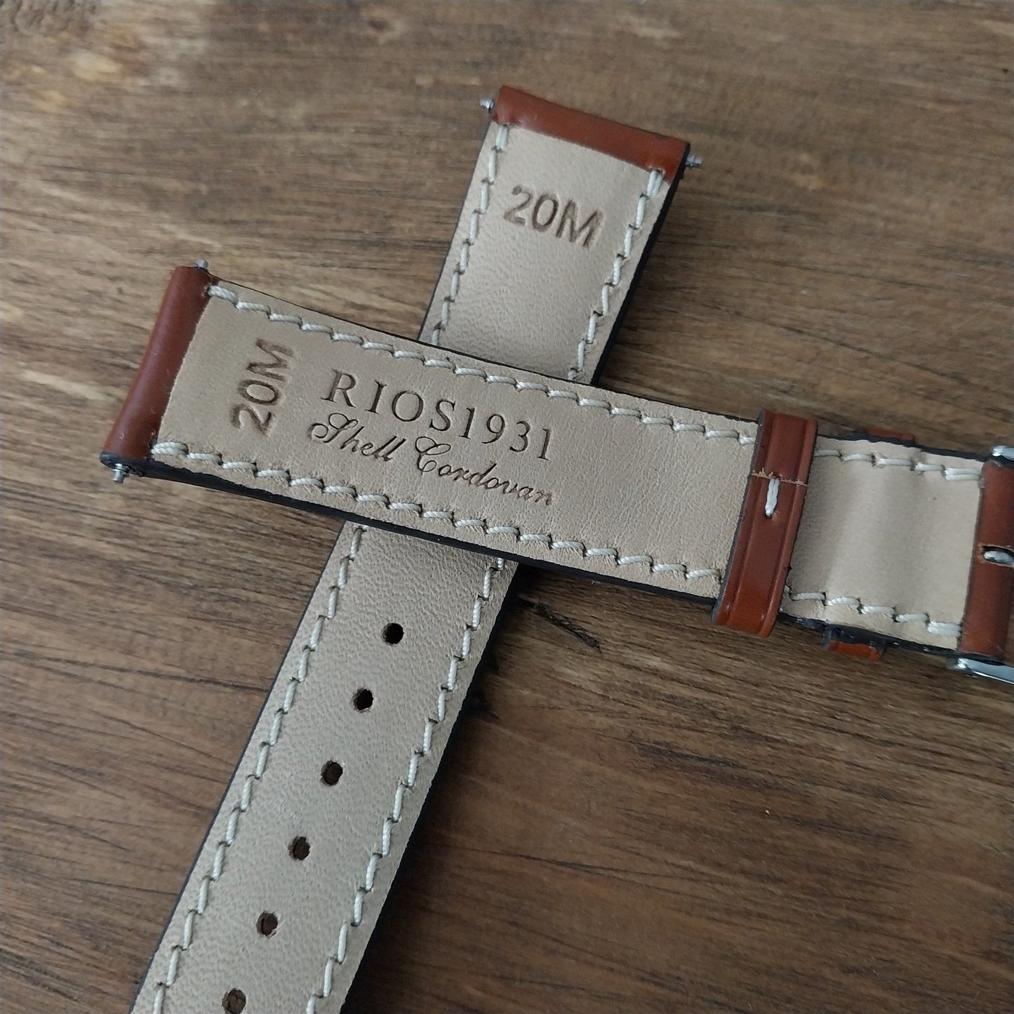 20mm Rios New York Shell Cordovan Leather Tapered 20/18 Watch Band