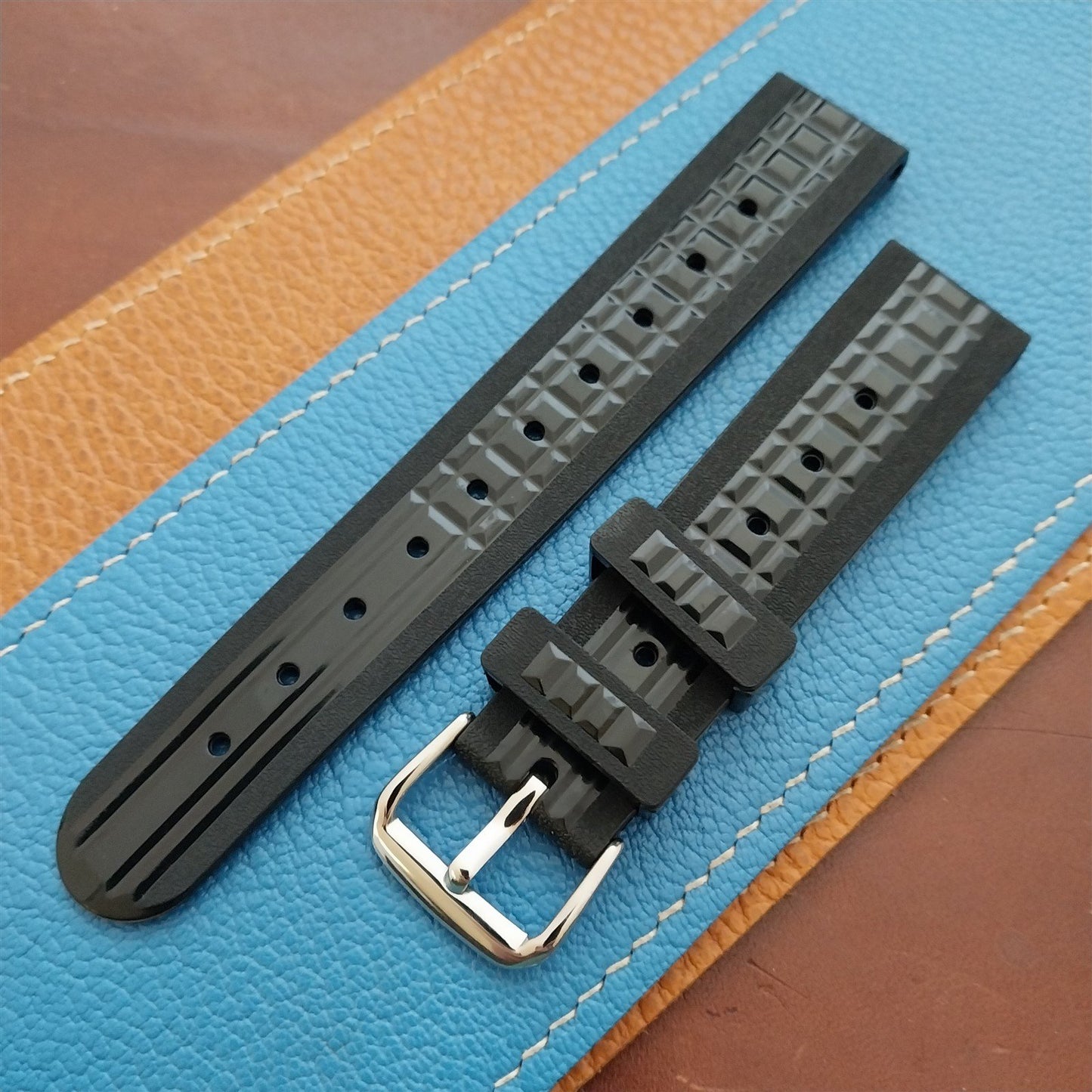 20mm TPU Rubber Black 6105 Willard Chocolate Bar Divers Watch Strap