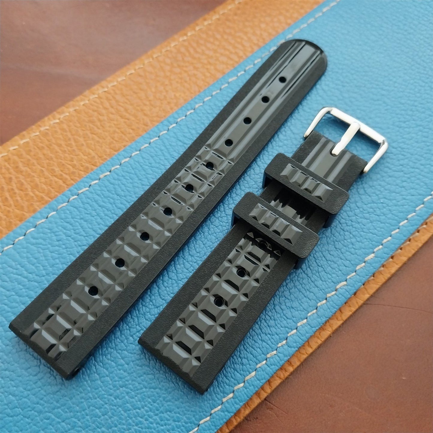20mm TPU Rubber Black 6105 Willard Chocolate Bar Divers Watch Strap