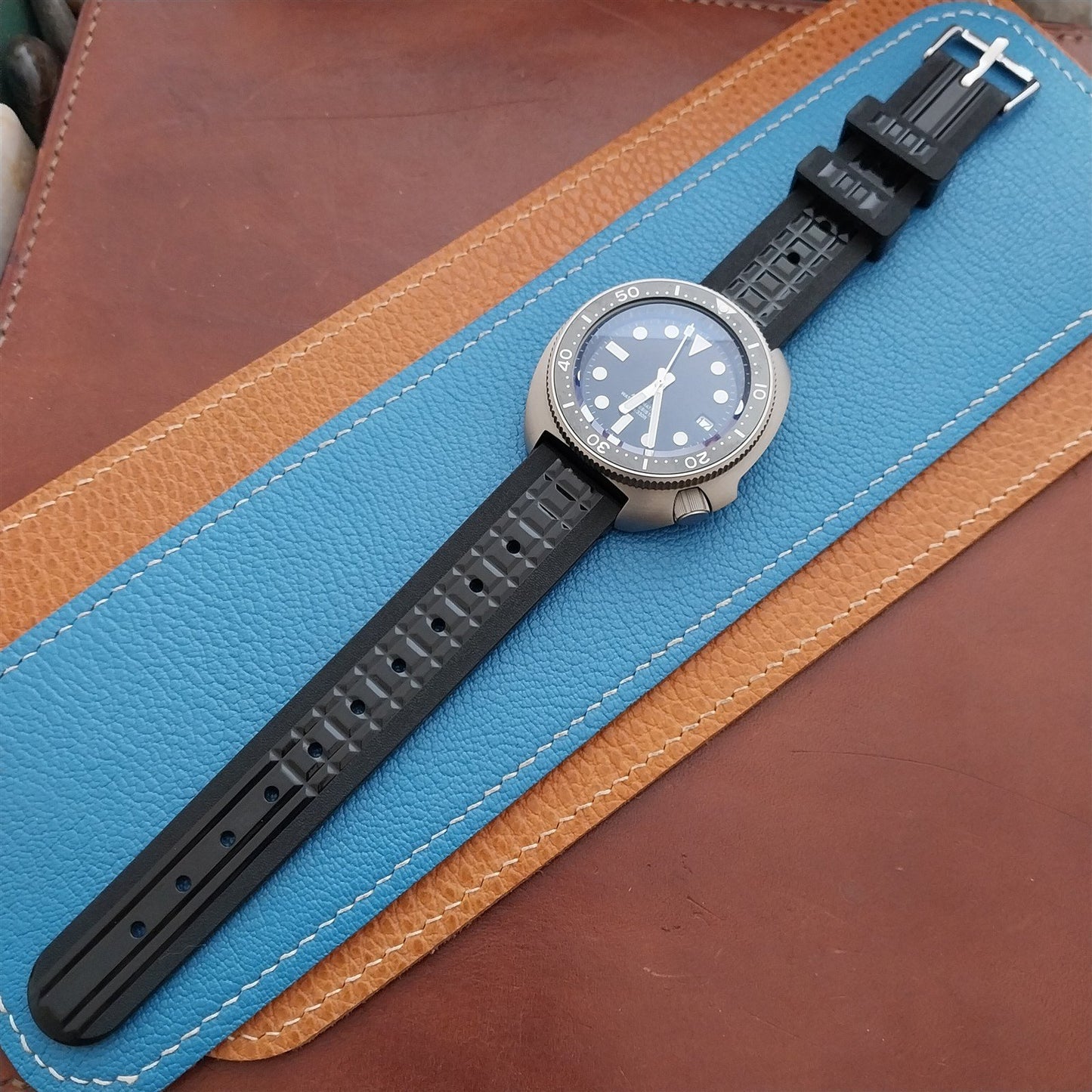 20mm TPU Rubber Black 6105 Willard Chocolate Bar Divers Watch Strap