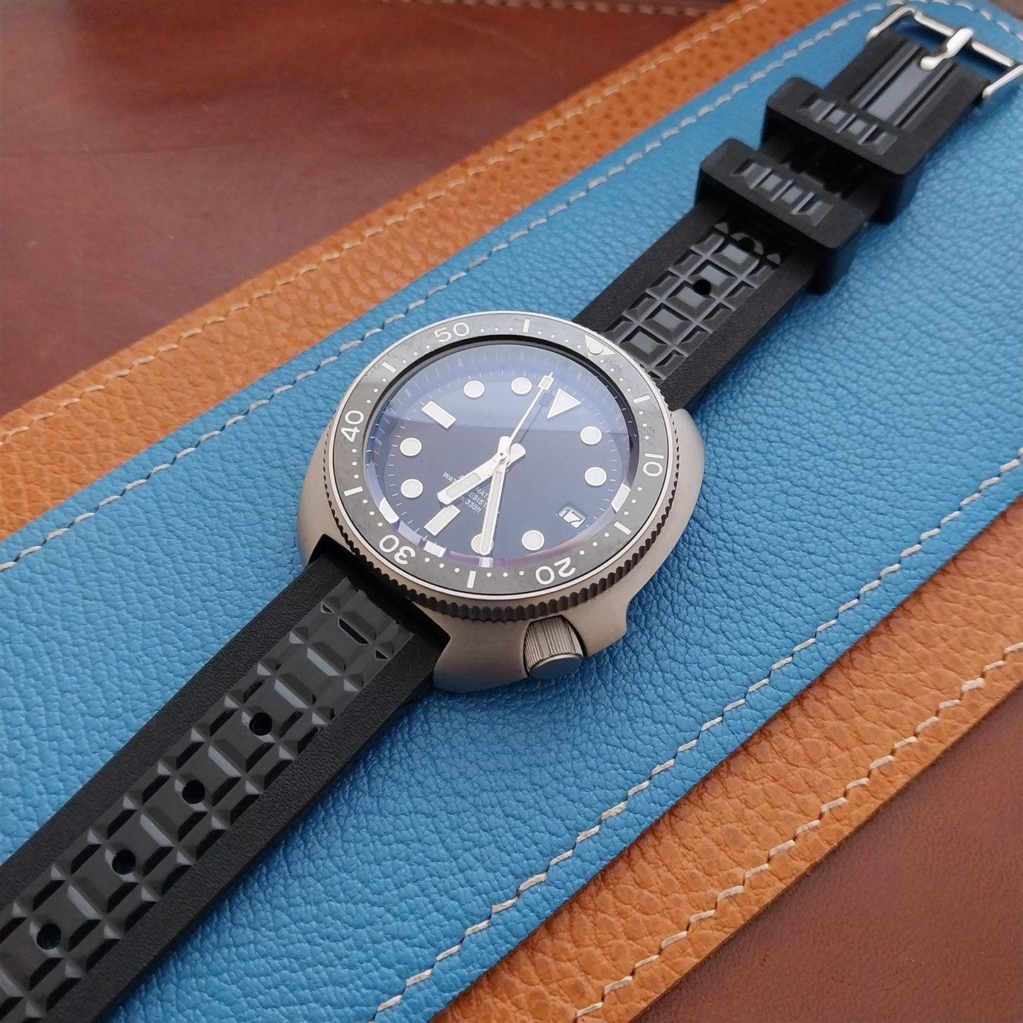 20mm TPU Rubber Black 6105 Willard Chocolate Bar Divers Watch Strap