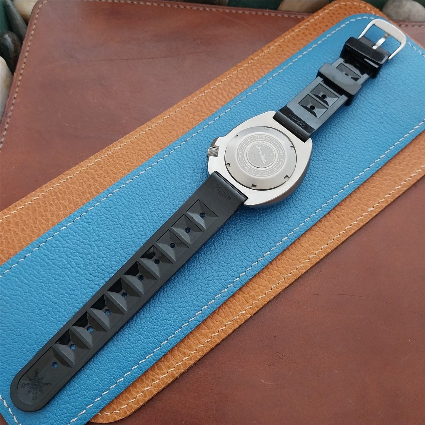 20mm TPU Rubber Black 6105 Willard Chocolate Bar Divers Watch Strap