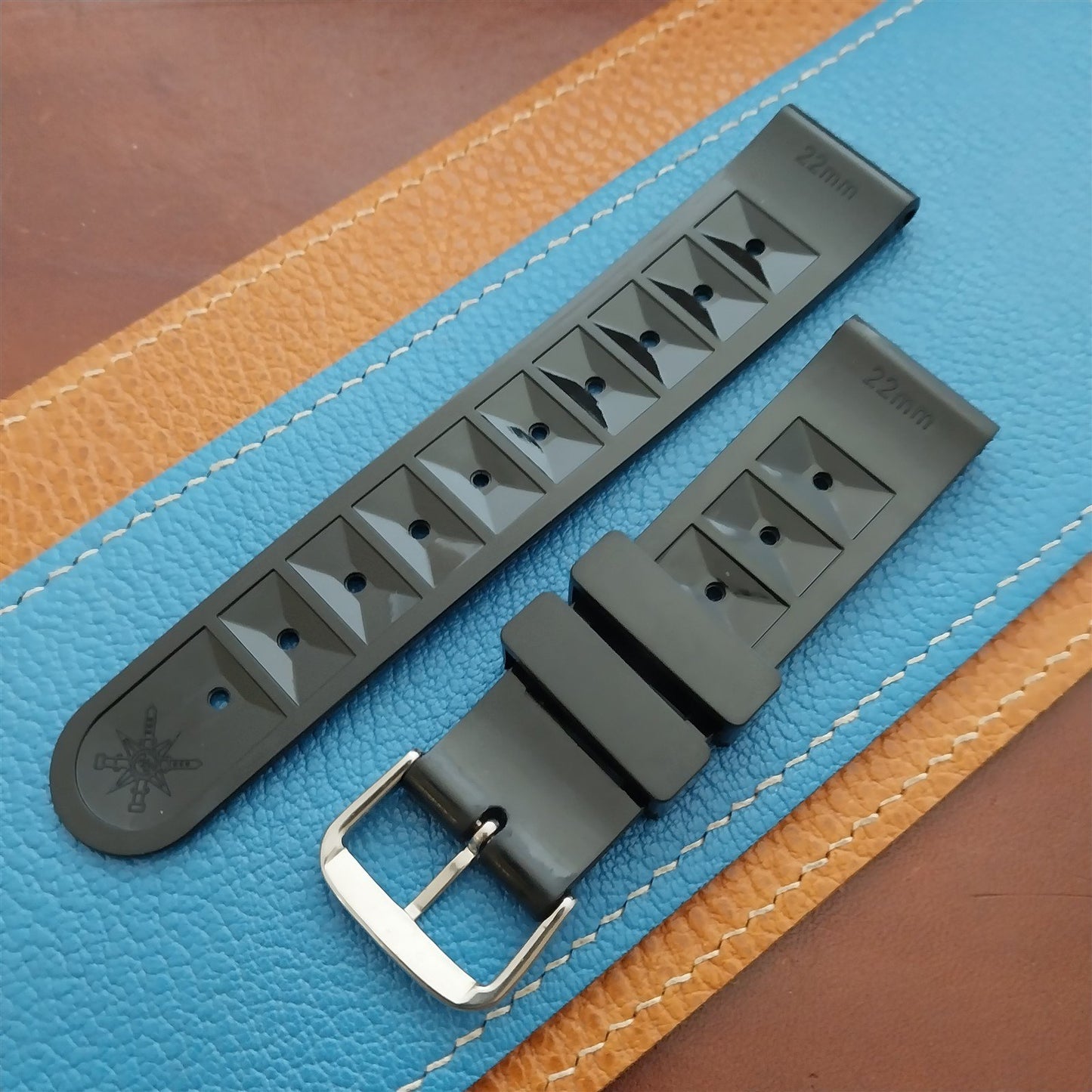 22mm TPU Rubber Black SRPD SXK Chocolate Bar Divers Watch Strap