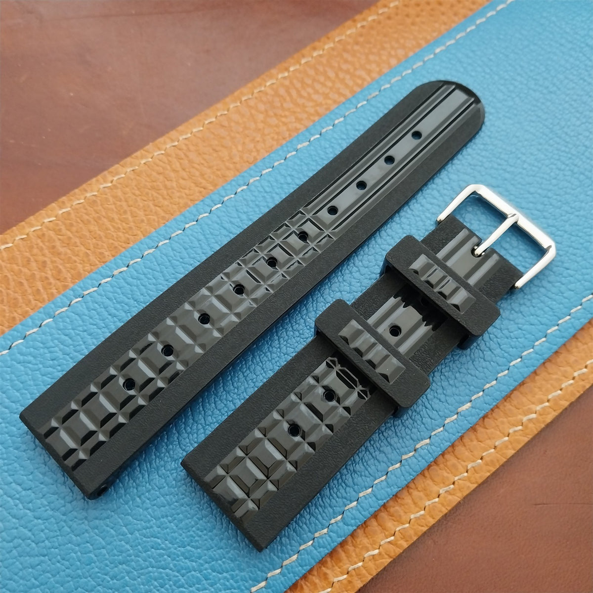 22mm TPU Rubber Black SRPD Tuna SKX Chocolate Bar Divers Watch Strap