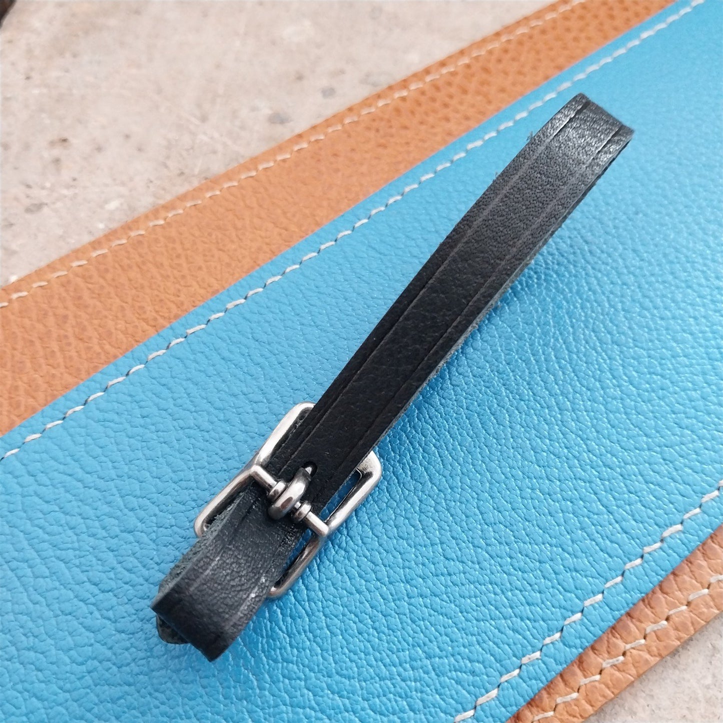3/8" Black Grained Leather Watch Fob Strap & Amtique Nickel Finish Buckle