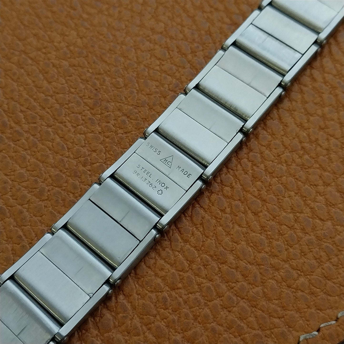 Vintage 20mm 19mm HC Rivet Link Swiss Stainless Steel Classic 1960s Watch Band