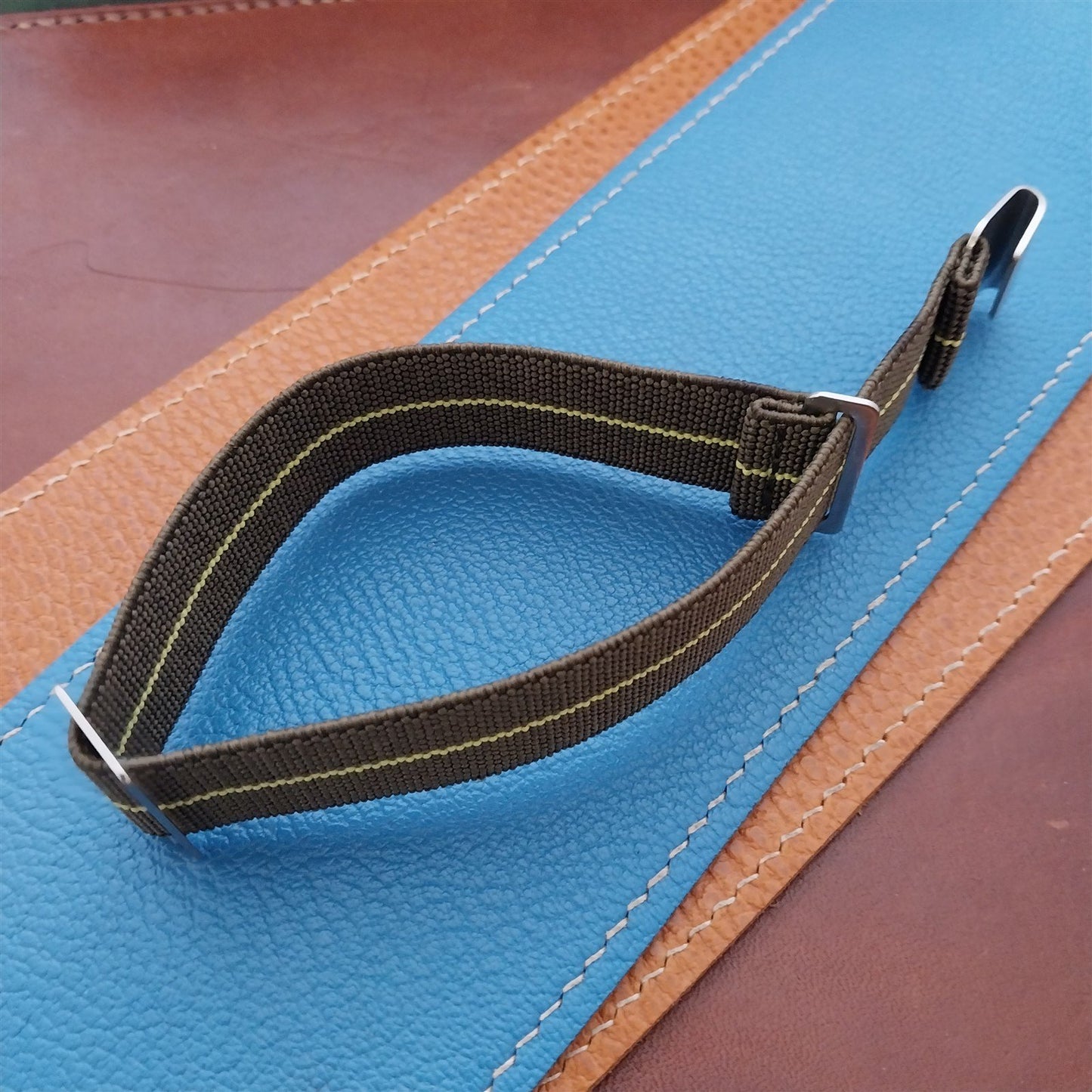 20mm Marine Nationale MN French Parachute Green & Yellow Elastic Watch Strap