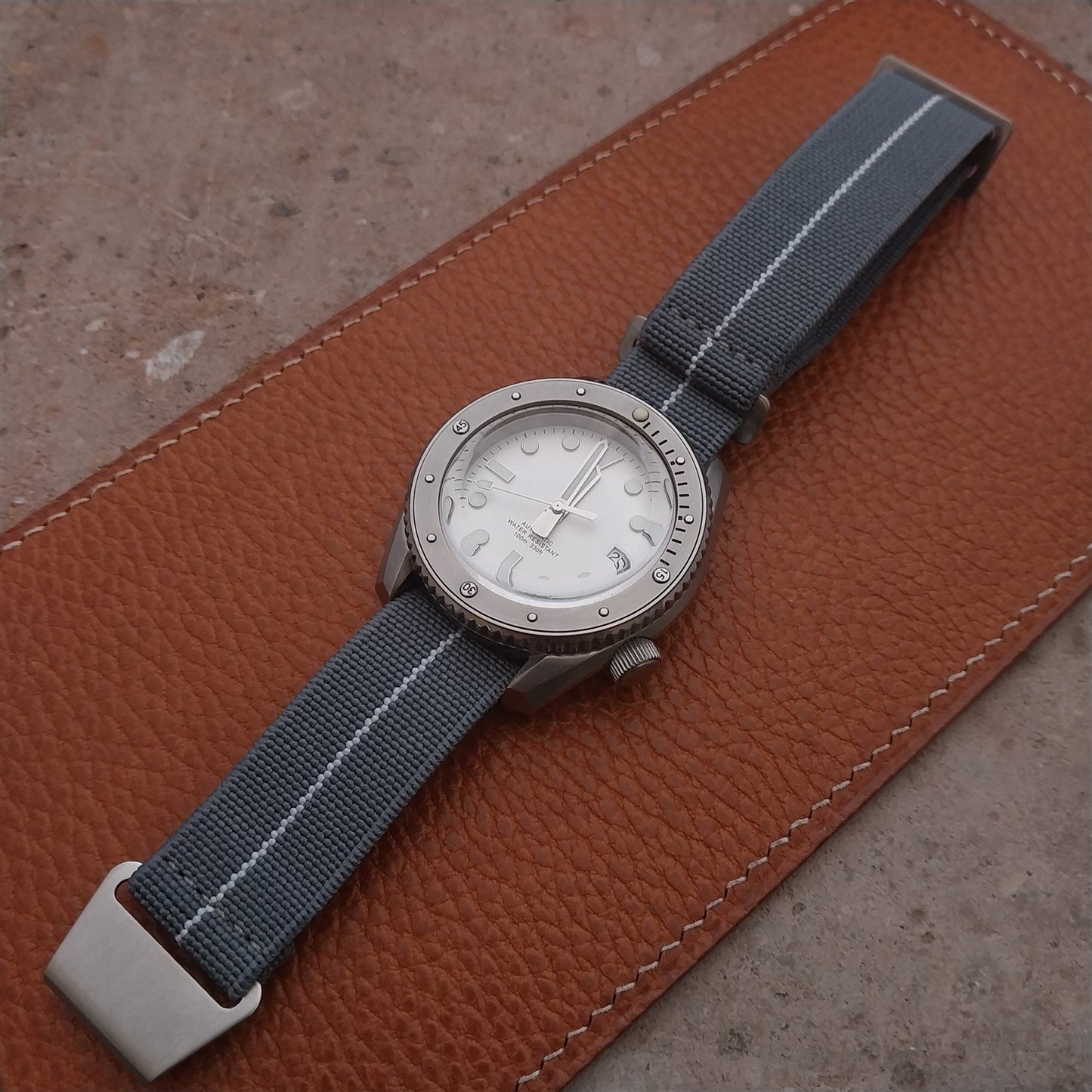 20mm Marine Nationale MN Parachute Elastic Gray & White Watch Strap