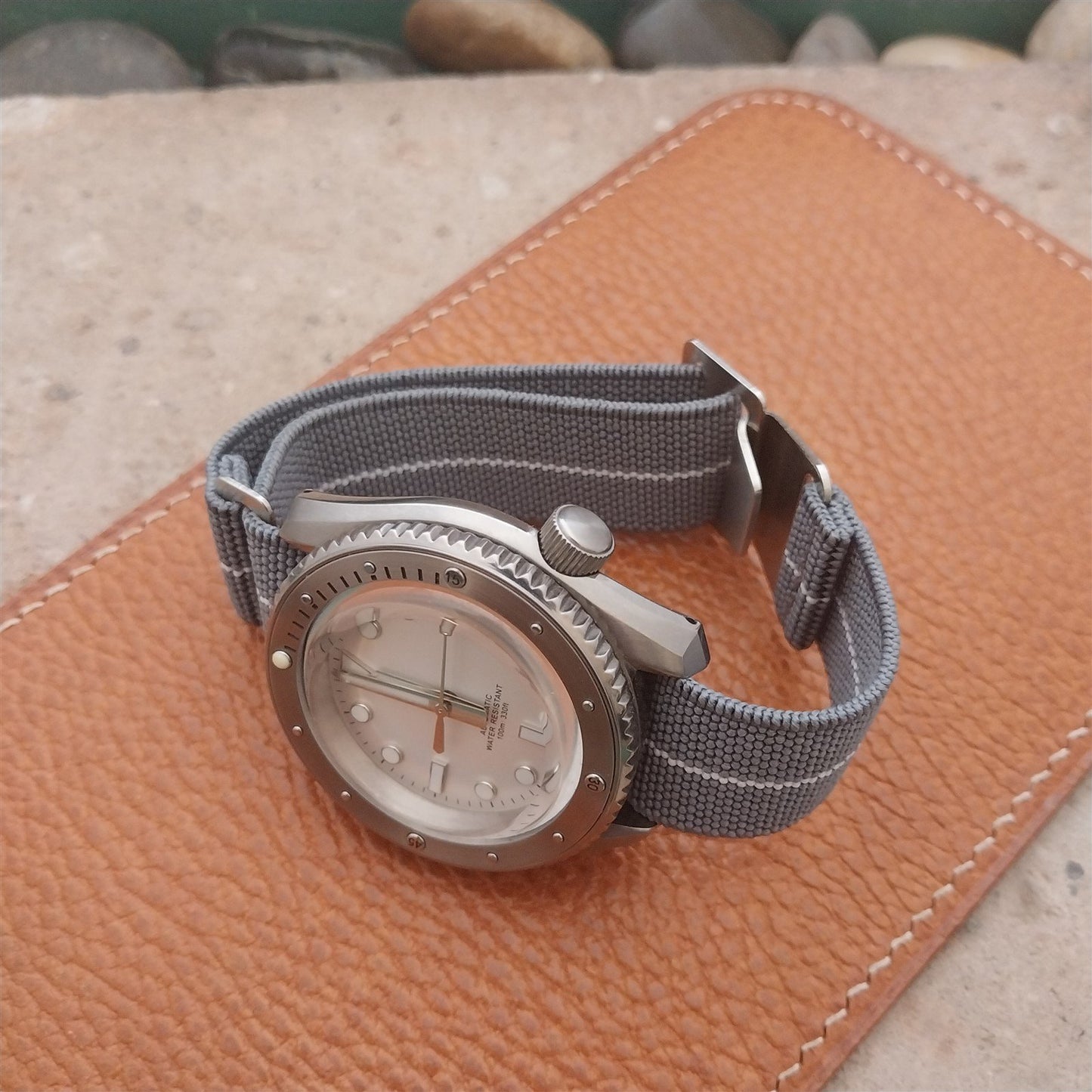 20mm Marine Nationale MN Parachute Elastic Gray & White Watch Strap