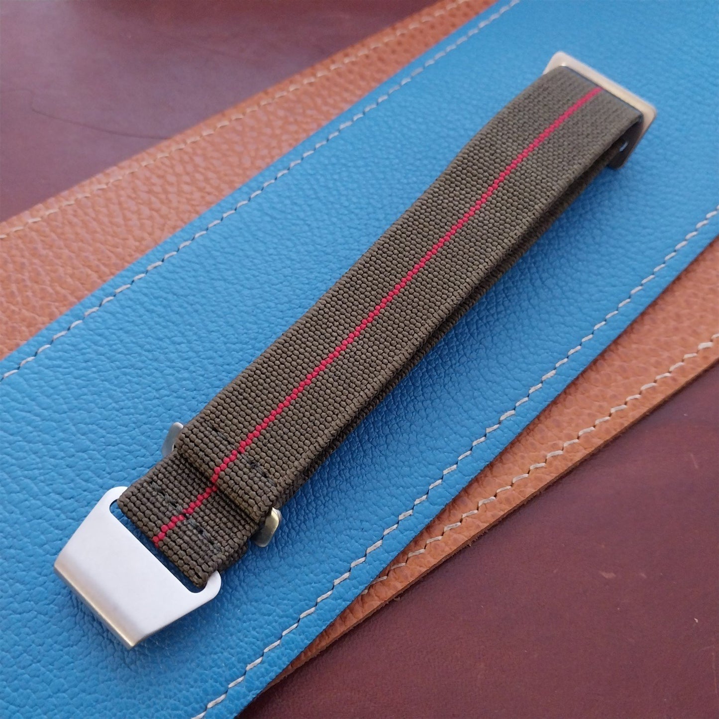 20mm Marine Nationale MN French Parachute Green & Red Elastic Watch Strap