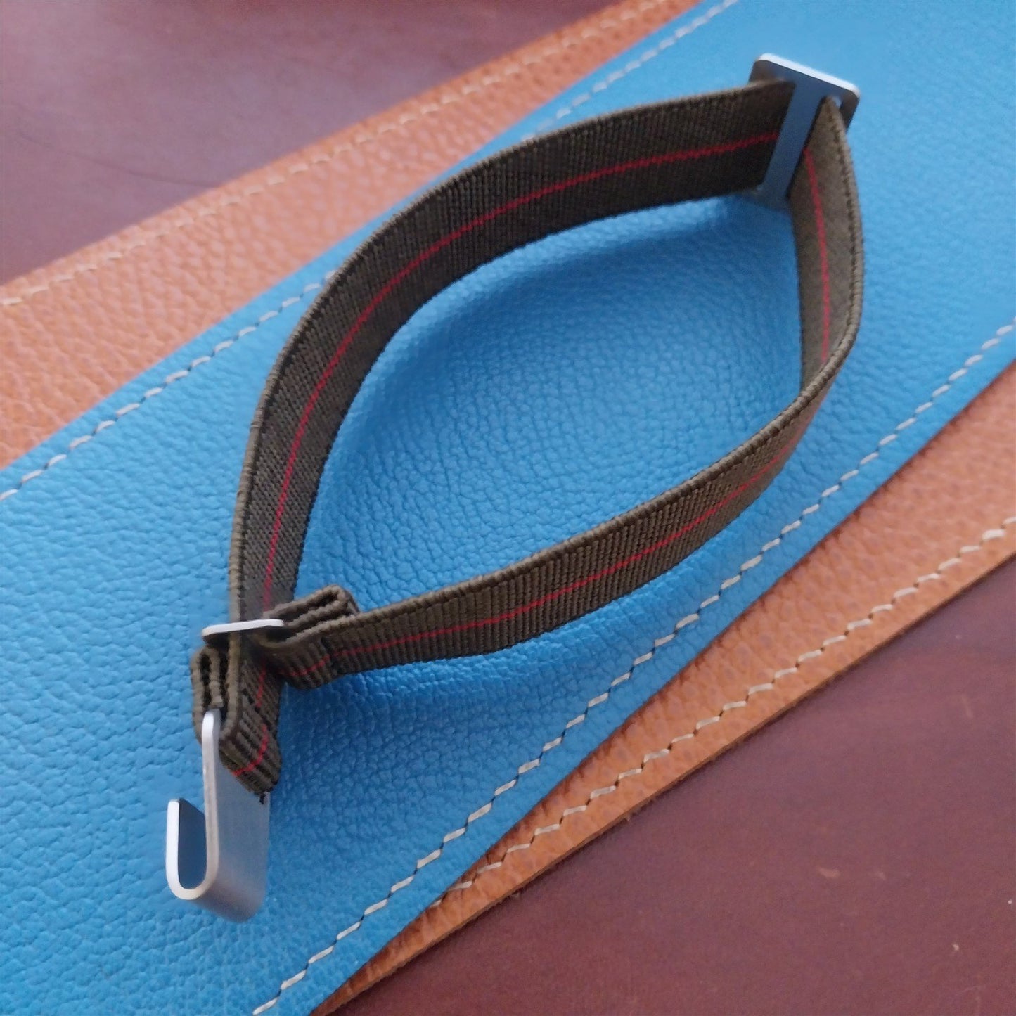 20mm Marine Nationale MN French Parachute Green & Red Elastic Watch Strap