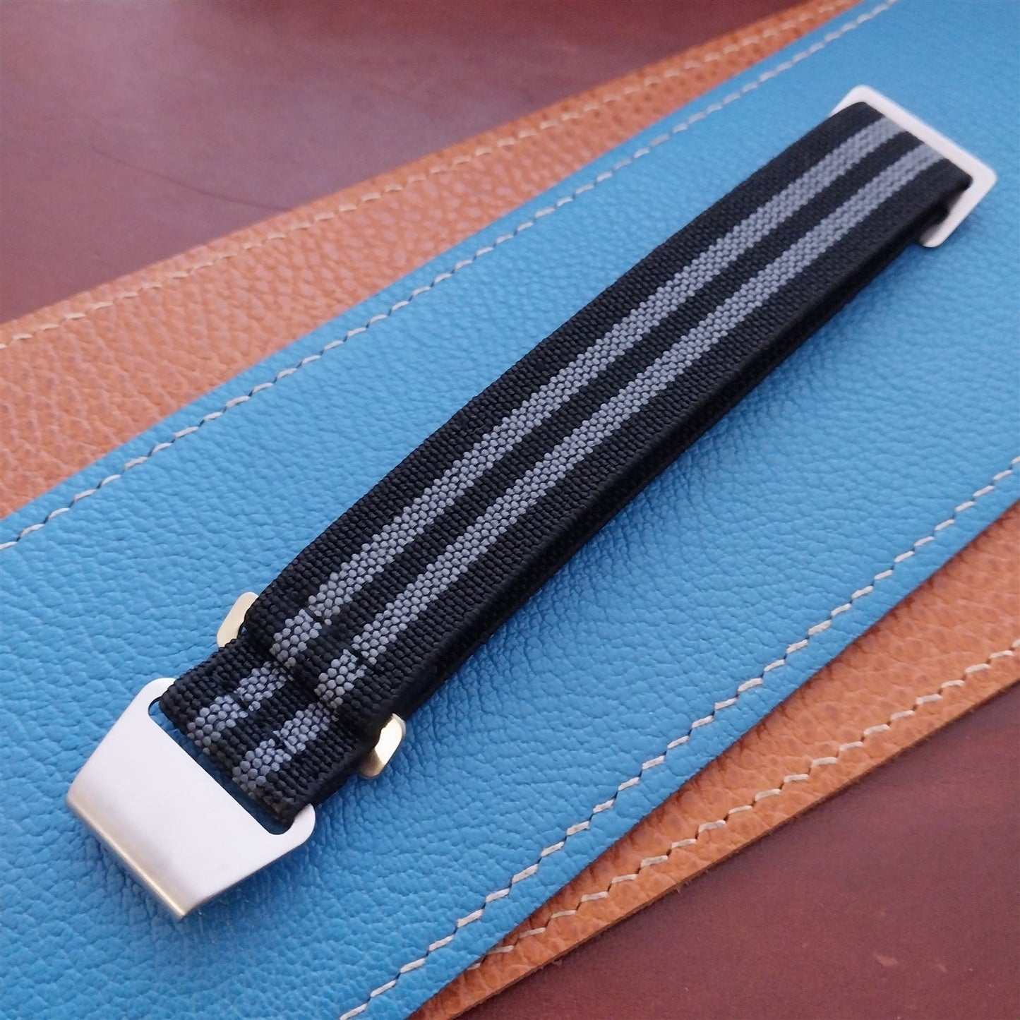 20mm Marine Nationale MN Parachute Elastic Black & Gray Watch Strap